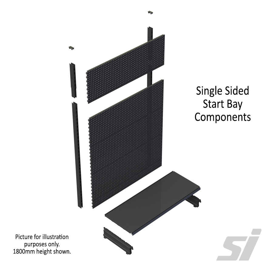 Single Sided Volcano Pegboard Retail Shelving Starter Bay