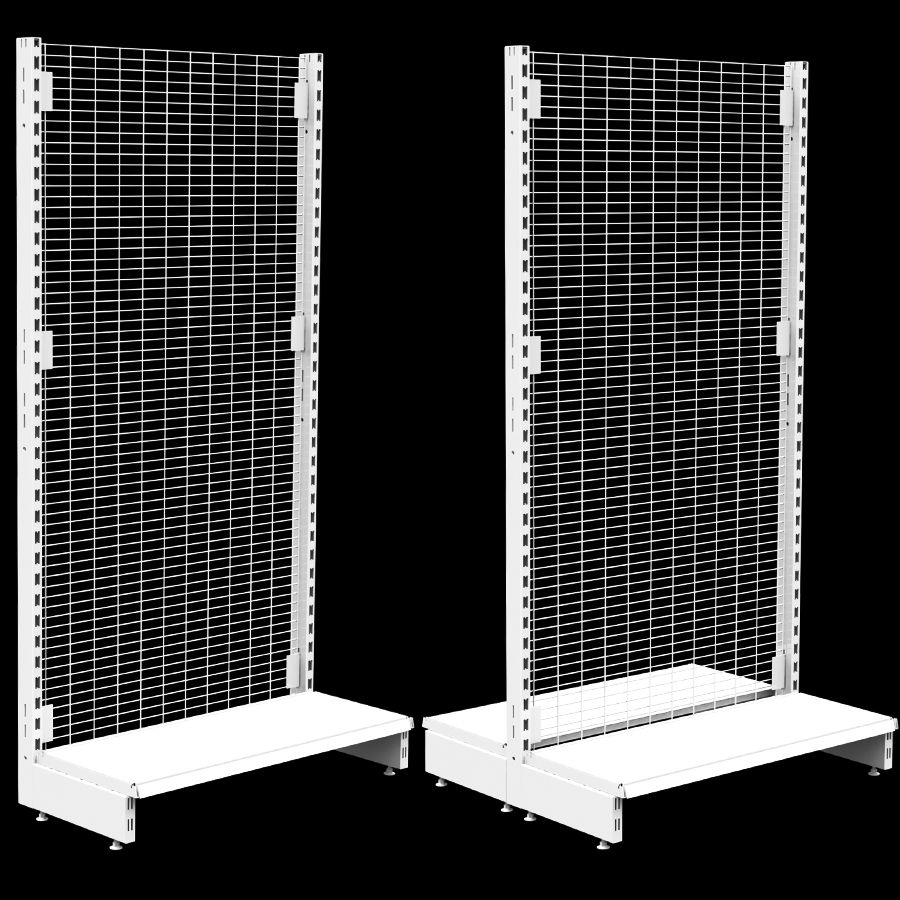 Grid wire mesh retail gondola shelving display system
