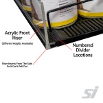 Dividers auto merchandising roller gravity shelves