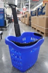 Roller shopping basket for stores