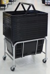 Chrome shopping basket holder on wheels