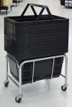 Chrome shopping basket holder on wheels