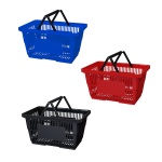 Small 21L shopping baskets in black, red or blue colours