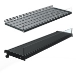 Clear front risers for wire or flat metal gondola shelves