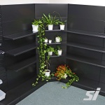 black retail wall display shelving corner