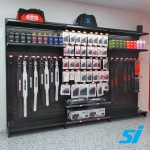 Slatwall retail shelving wall display