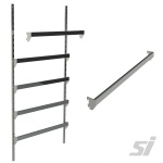 Wall strip shelving crossbar rail