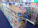 white pegboard store shelving