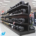 Black retail shop shelving