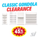 White metal gondola shelving bays clearance