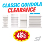 White metal gondola shelving bays clearance