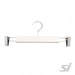 Retail clothing hanger, White timber 2 clip hanger