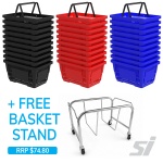 Shopping baskets with free stand