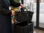 Black plastic shopping basket