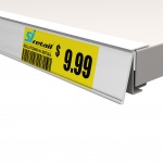 White adhesive top of shelf data strip
