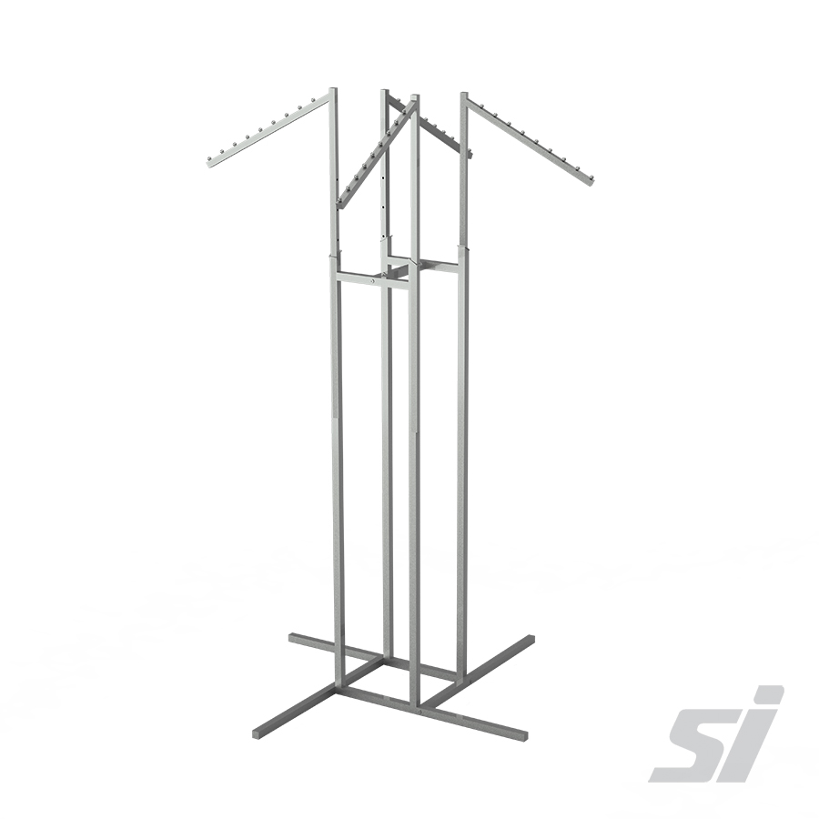 Clothing Rack 4 Way Slant Arms Chrome Clothes Adjustable Garment Retail Display