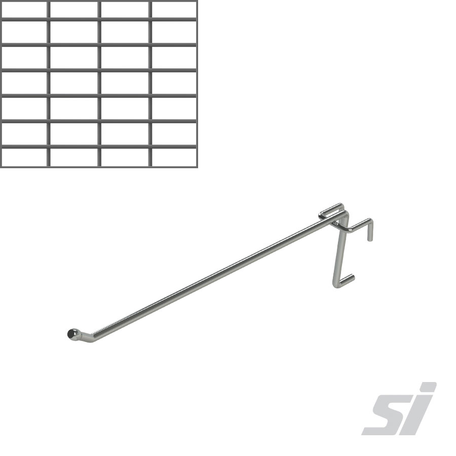 Grid wire mesh hook, heavy duty 225mm