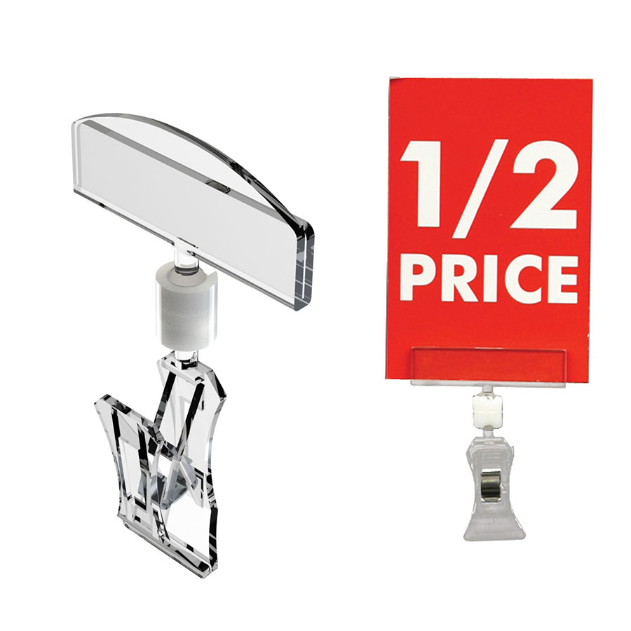 Spring clip clamp sign holder
