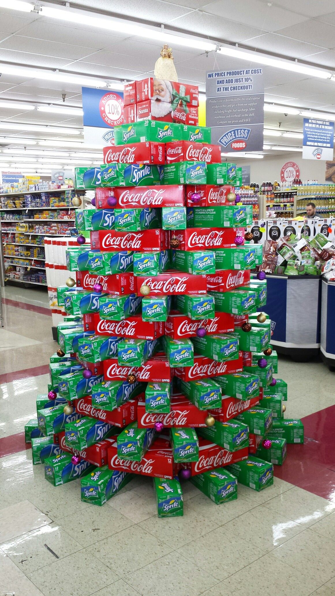 coca cola carton christmas tree display