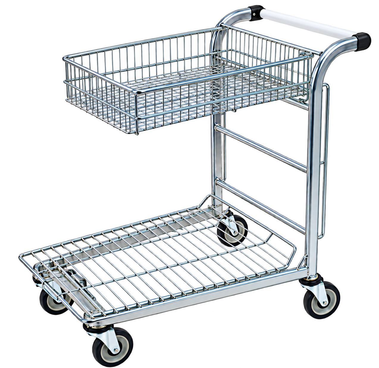Shopping Trolley with Foldable Top Basket flatbed trolley