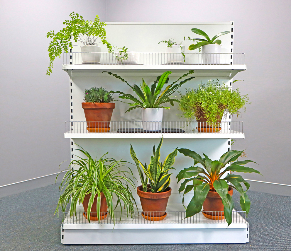 White heavy duty retail shelving and gondolas