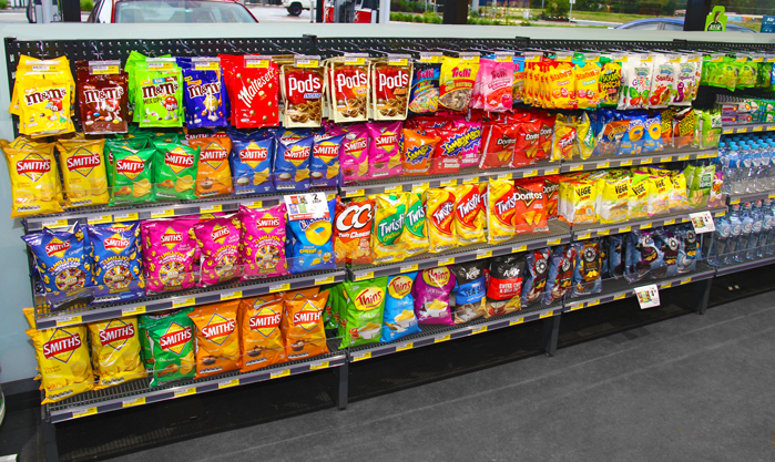Confectionery display in petrol station