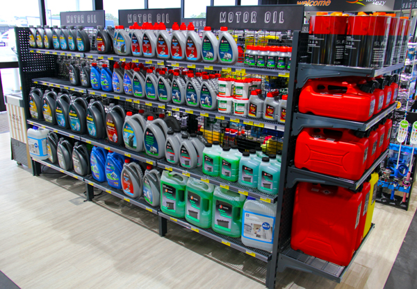 Service petrol station aisle shelving